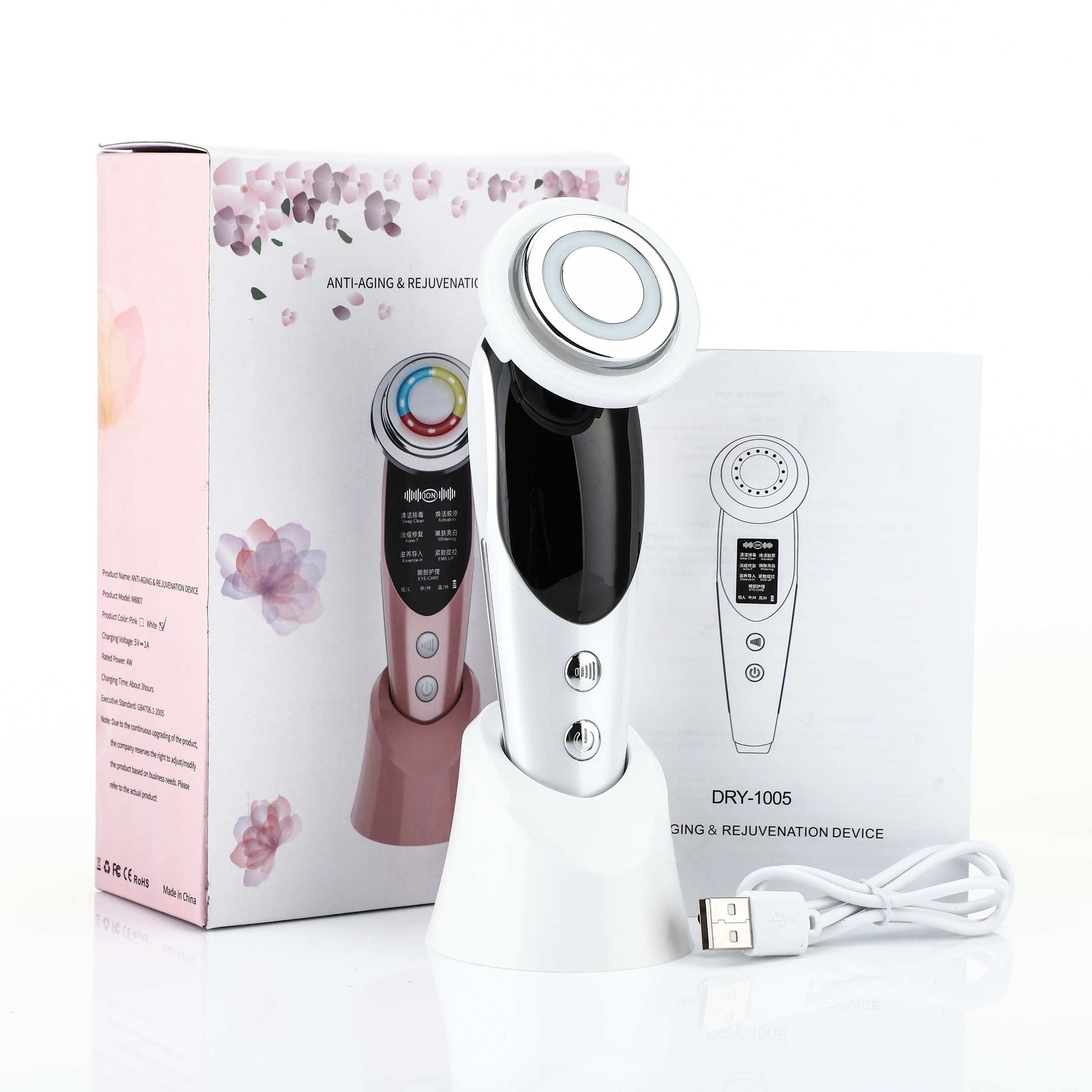 7 in 1 RF EMS Radiofrequency Facial Lifting Mesotherapy Massager Face Skin Rejuvenation Tightening Machine Home Beauty Device