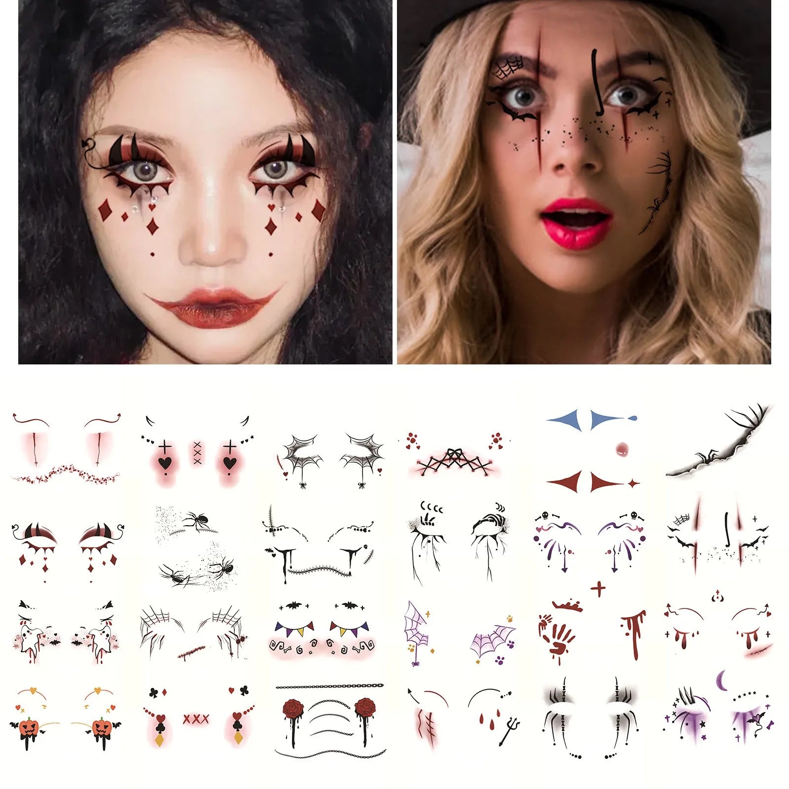 Halloween Face Eye Makeup Stickers Eye Liner Eyeshadow Temporary Stickers For Women Girls Halloween Cosplay Accessories.