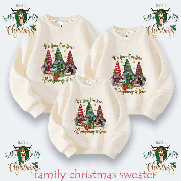 Christmas Sweaters Xmas New Year Couple Santa Claus Family Matching Hoodies Embroidery Mom Dad Kids Pajamas Clothing