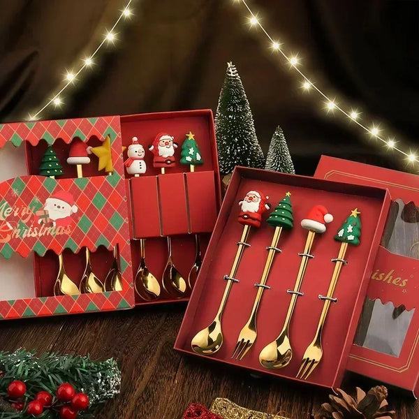 Christmas Decorations Home Christmas Table Decor Stainless SpoonsFork Cutlery Set