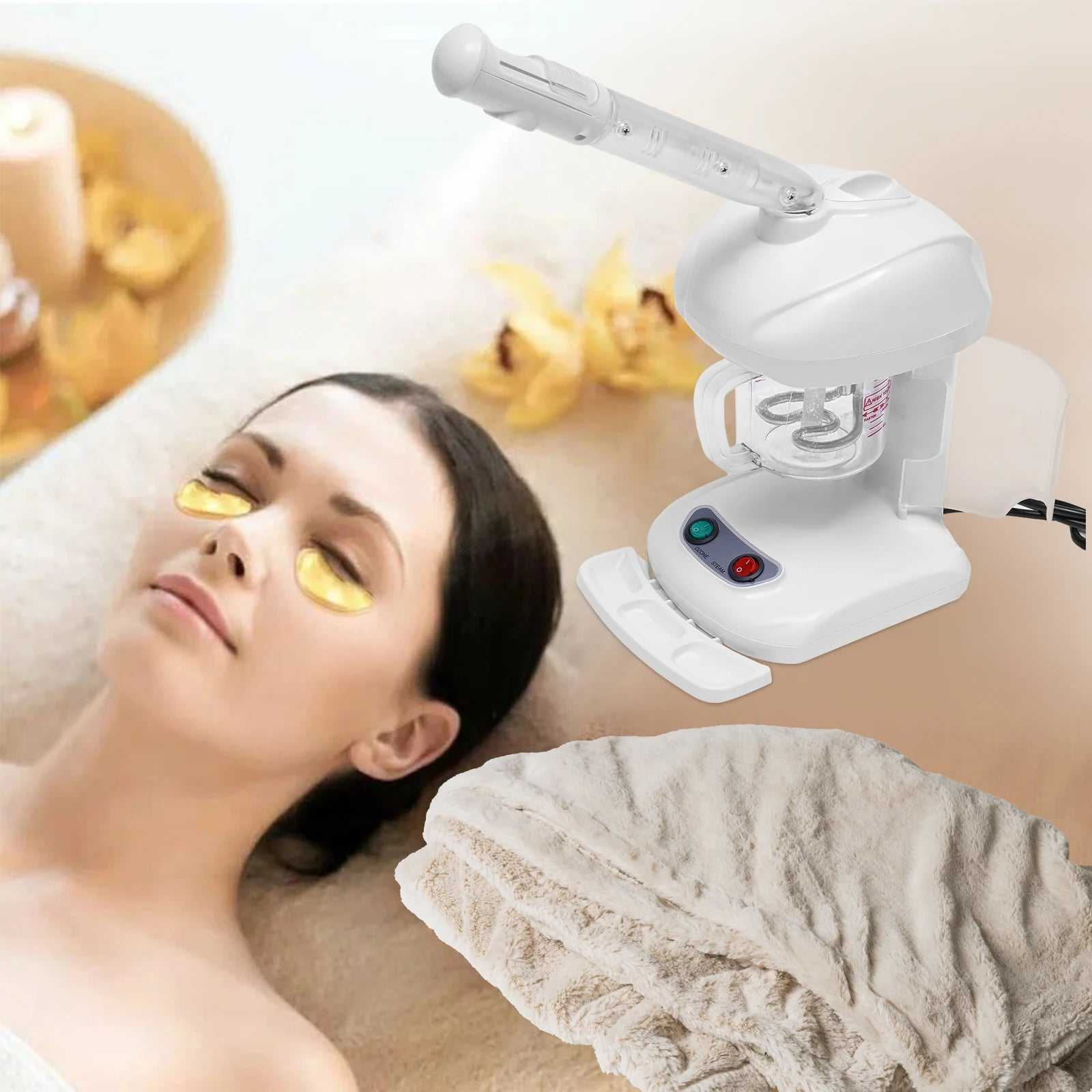 Hair Care Device Ozone 480W Professional Salon Ozone Steamer 360° Rotating Nozzle Multifunction Face Detox Machine