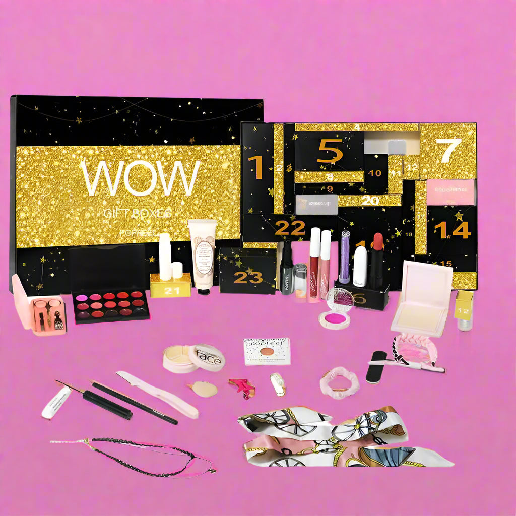 24 Days of Christmas Countdown Calendar box 24pcs girl makeup set All In One Makeup Kit Eyeshadow Lipstick Lip Gloss Foundation