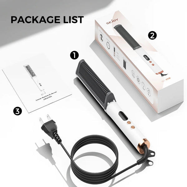 Sejoy 2-in-1 Portable Hair Straightener Electric hair straightening Comb PTC Multi-function Mini Quick Hair Curler Combs110/220V