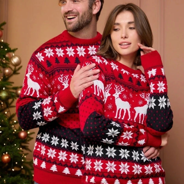 Family Matching Christmas Sweaters Mother Father Kids Xmas Outfits Warm Thick Jacquard Pullover Top Soft Loose Knitwear Jumpers