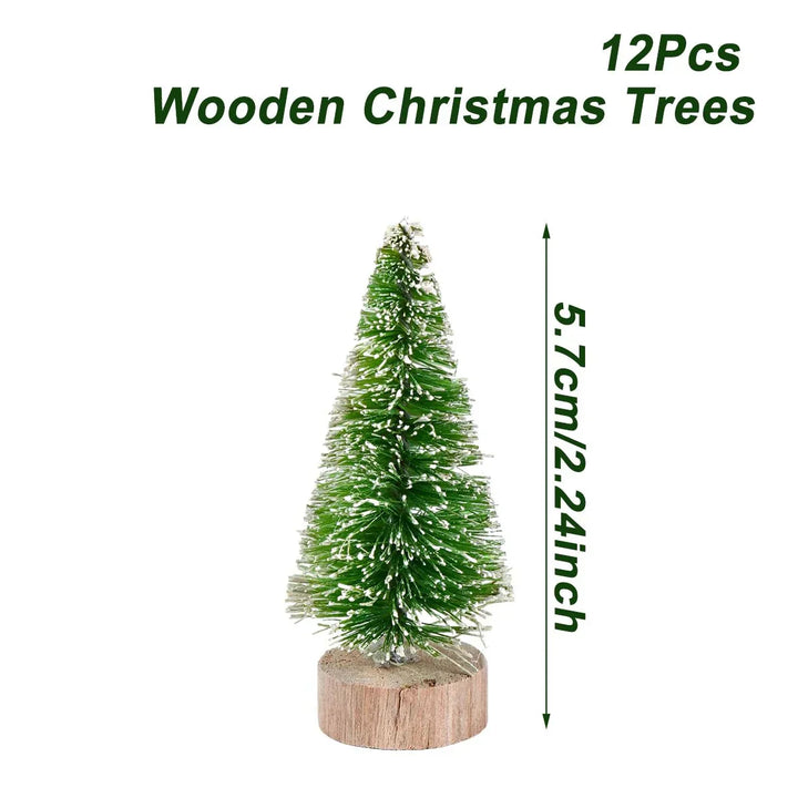 Artificial Mini Wooden Christmas Tree Blue Green White Gold Tower Pine Small Sisal Christmas Tree Tabletop Ornament Decor - Verschic Paris