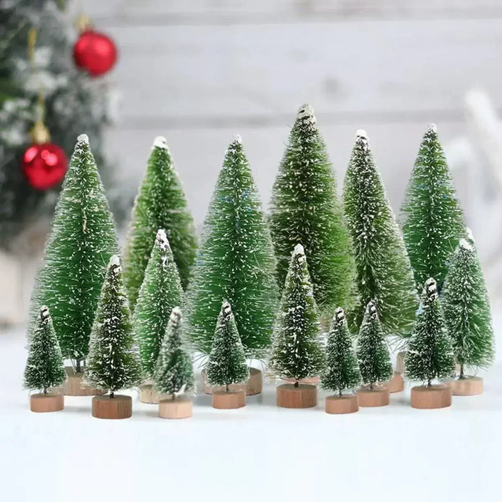 Artificial Mini Wooden Christmas Tree Blue Green White Gold Tower Pine Small Sisal Christmas Tree Tabletop Ornament Decor - Verschic Paris