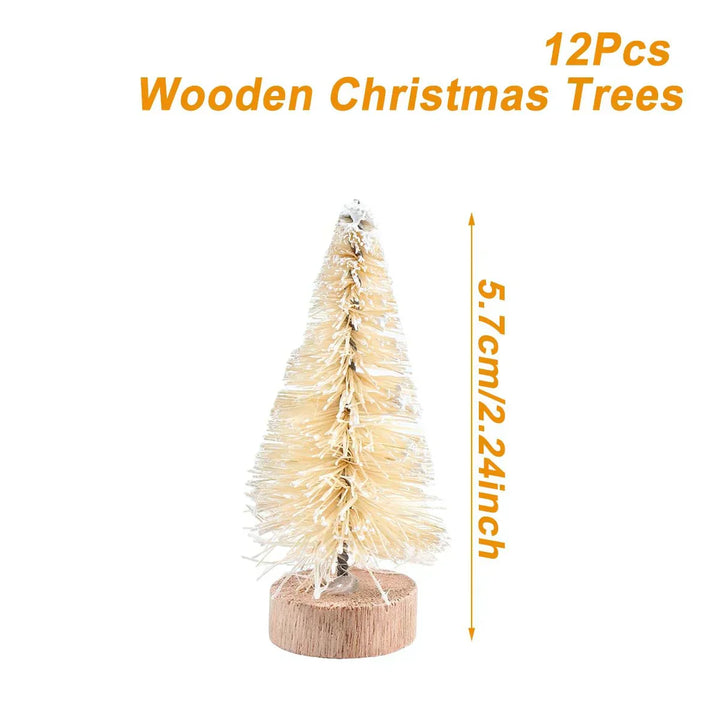 Artificial Mini Wooden Christmas Tree Blue Green White Gold Tower Pine Small Sisal Christmas Tree Tabletop Ornament Decor - Verschic Paris