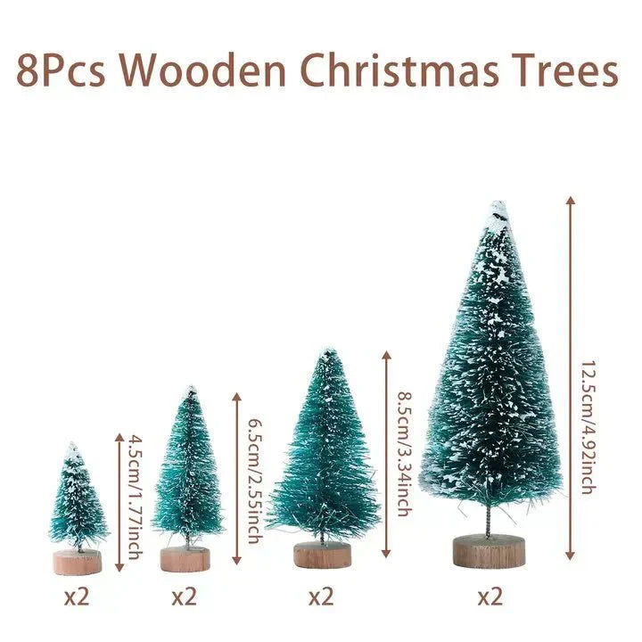 Artificial Mini Wooden Christmas Tree Blue Green White Gold Tower Pine Small Sisal Christmas Tree Tabletop Ornament Decor - Verschic Paris