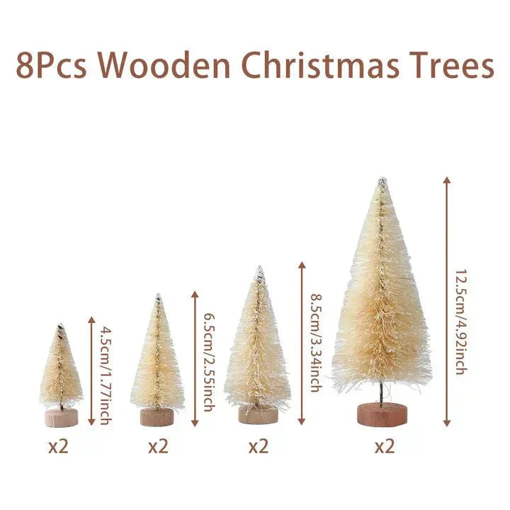 Artificial Mini Wooden Christmas Tree Blue Green White Gold Tower Pine Small Sisal Christmas Tree Tabletop Ornament Decor - Verschic Paris