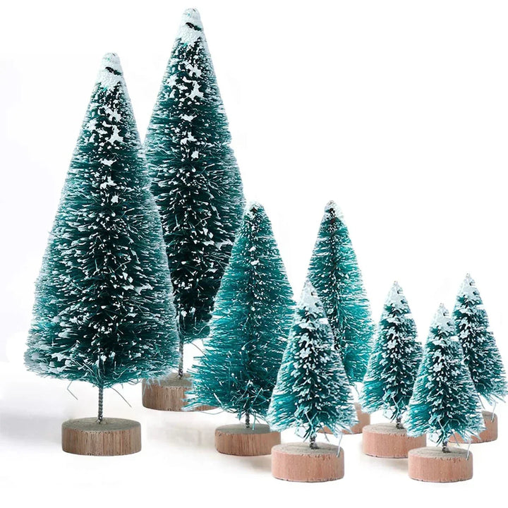 Artificial Mini Wooden Christmas Tree Blue Green White Gold Tower Pine Small Sisal Christmas Tree Tabletop Ornament Decor - Verschic Paris