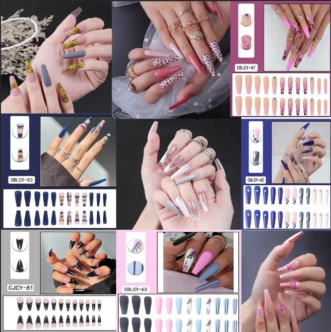 Blind Box 24 Full Size Long Wearable Nail Detachable Fake Nail Patches Pointed Nail Nail Nail Patches No glue is provided - Paola Center