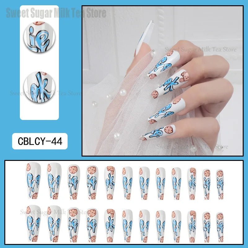 Blind Box 24 Full Size Long Wearable Nail Detachable Fake Nail Patches Pointed Nail Nail Nail Patches No glue is provided - Paola Center