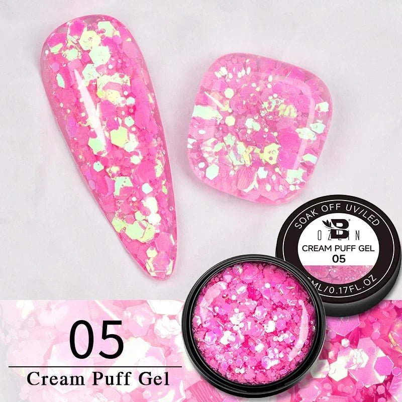 BOZLIN Chameleon Flake Gel Nail Polish Spring Color Sparkling Sequins Soak Off UV Glitter Gel Varnish Nail Art Decoration 5ML - Paola Center