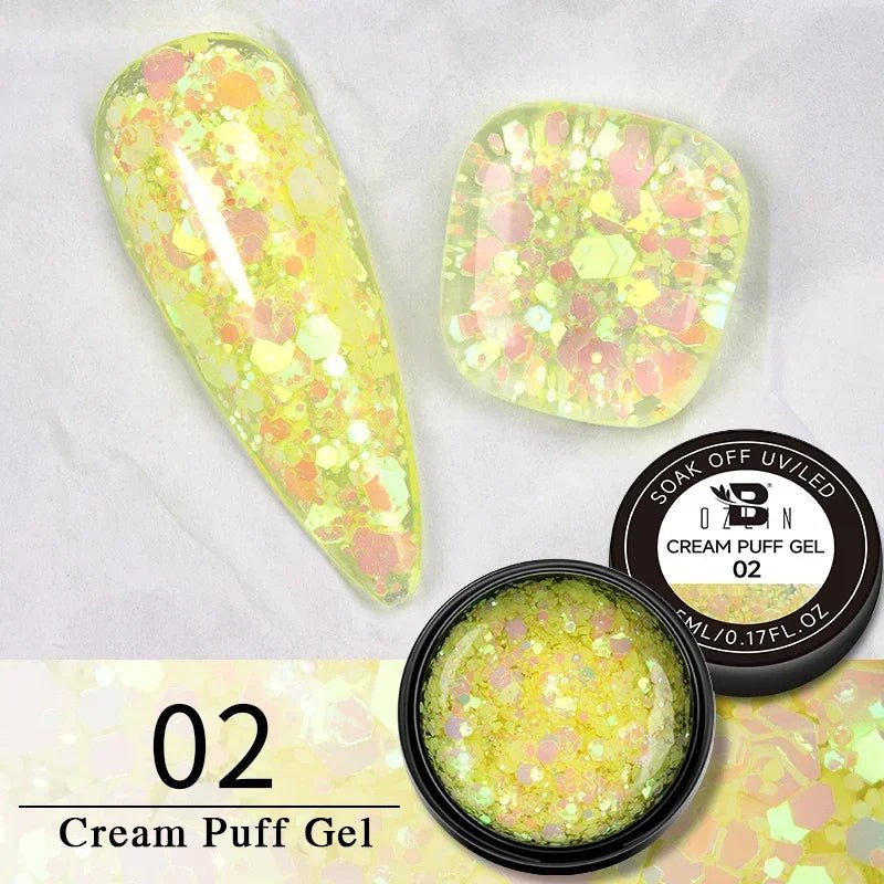 BOZLIN Chameleon Flake Gel Nail Polish Spring Color Sparkling Sequins Soak Off UV Glitter Gel Varnish Nail Art Decoration 5ML - Paola Center