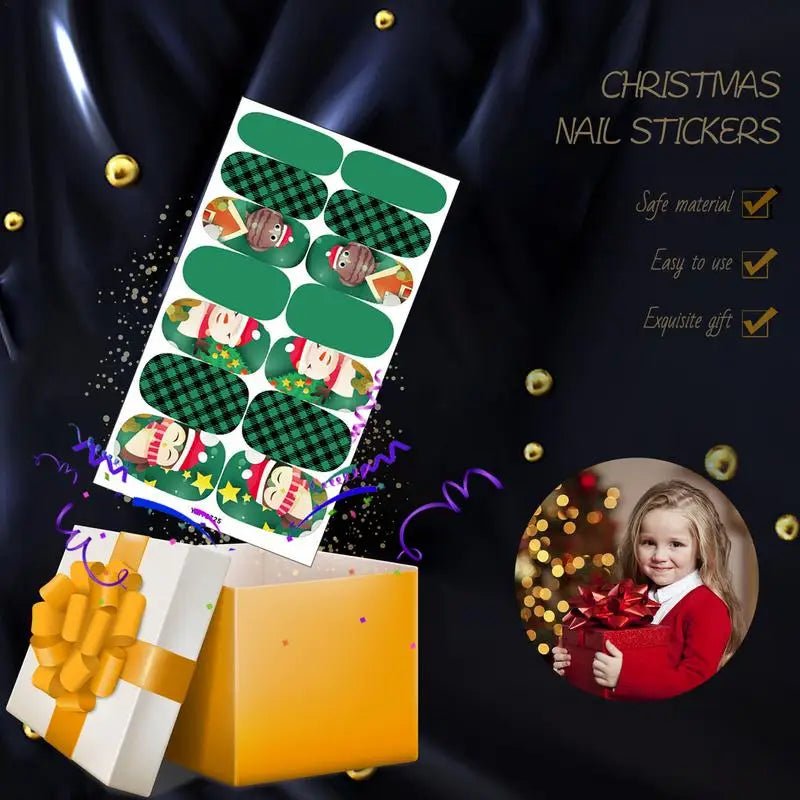 Christmas Nail Stickers 3D Christmas Self - Adhesive Nail Stickers Tips DIY Decoration With Snowflakes Snowmen - Paola Center
