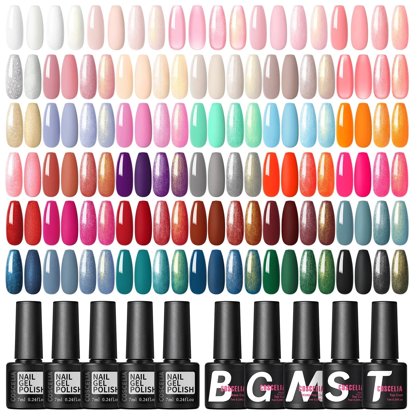 Coscelia 35PCS 7ML Nail Gel Polish and Base Top Coat Semi Permanent Nail Art Design Soak Off LED UV Gel Nail Varnishes - Paola Center