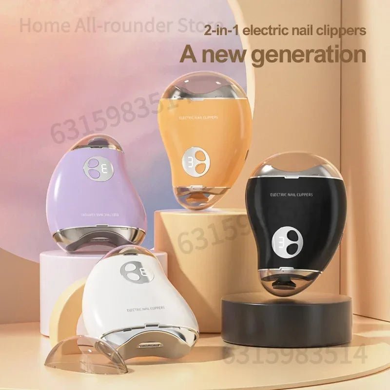 Electric Nail Clipper with LED Light 3 Gears Double - Headed Cute Mango Shape Trimmer and Polisher Baby Toes Nail Clipper - Paola Center