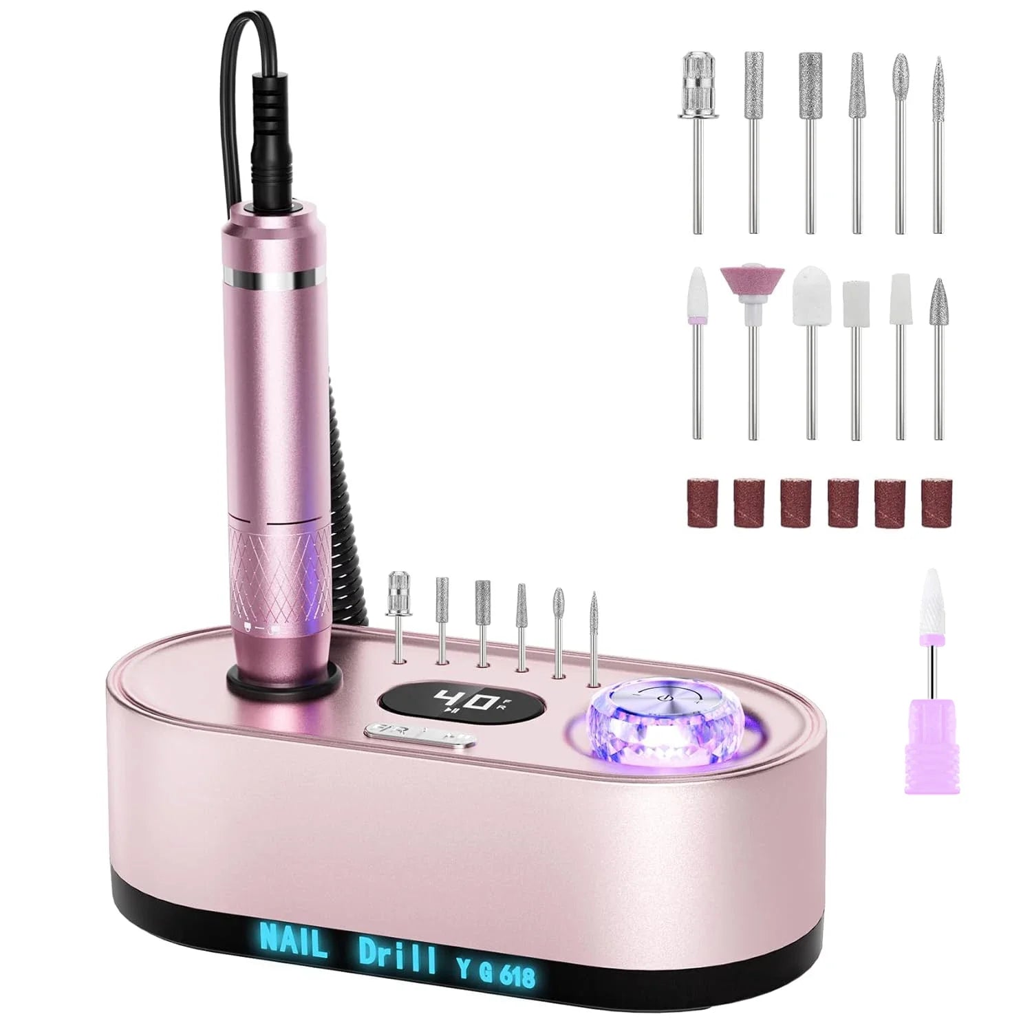 Electric Nail Drill Professional 40000RPM Electric Nail File Kit Nail Drill Machine with LCD Display for Acrylic Gel Nail - Paola Center