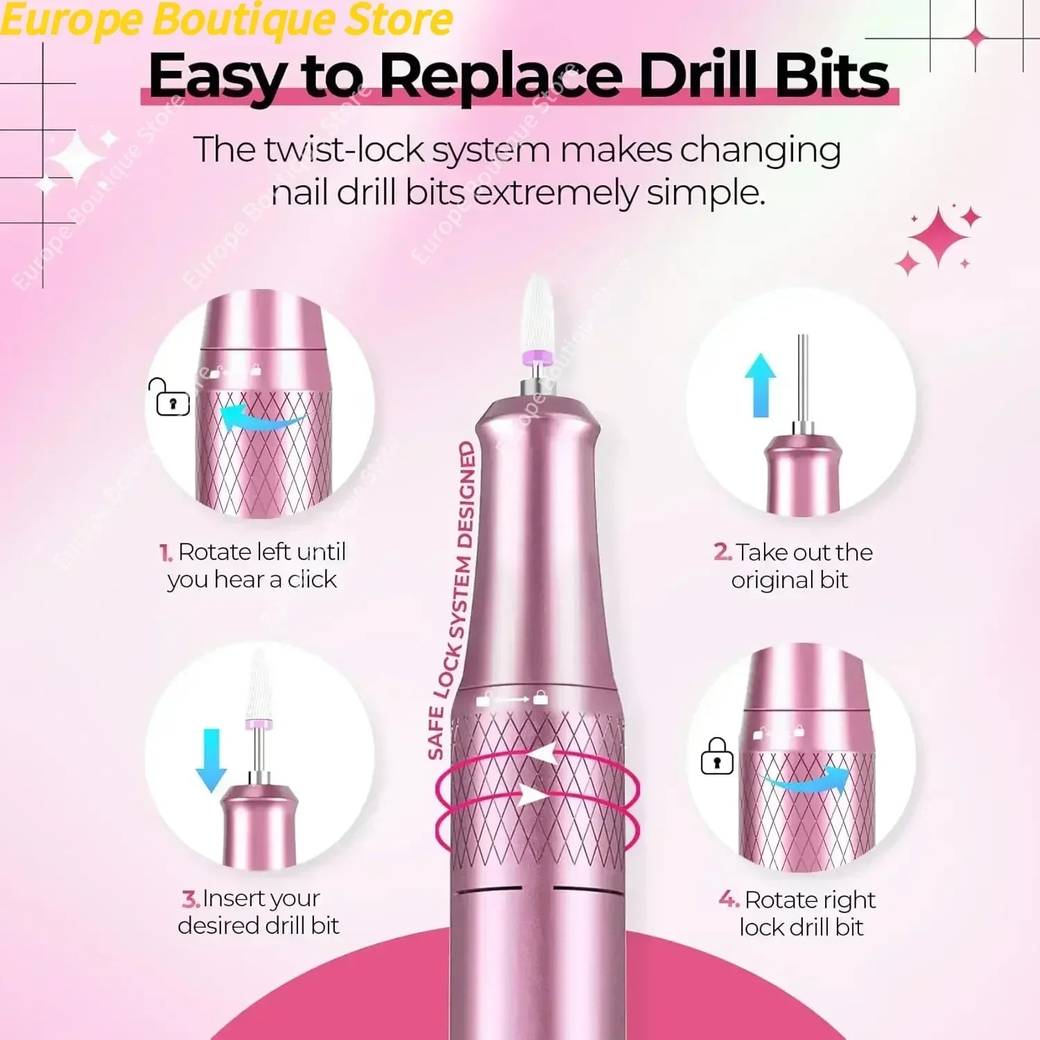 Electric Nail Drill Professional 40000RPM Electric Nail File Kit Nail Drill Machine with LCD Display for Acrylic Gel - Paola Center