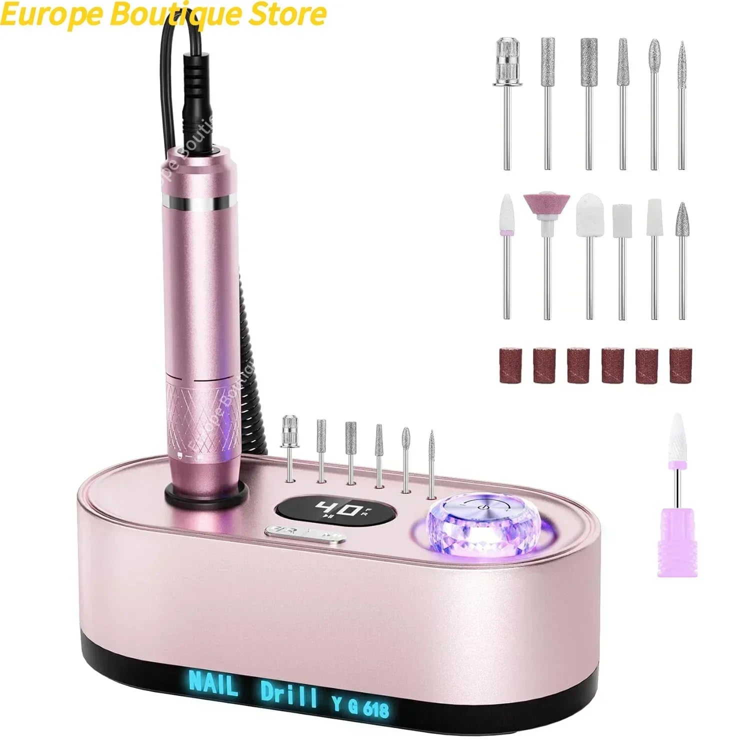 Electric Nail Drill Professional 40000RPM Electric Nail File Kit Nail Drill Machine with LCD Display for Acrylic Gel - Paola Center