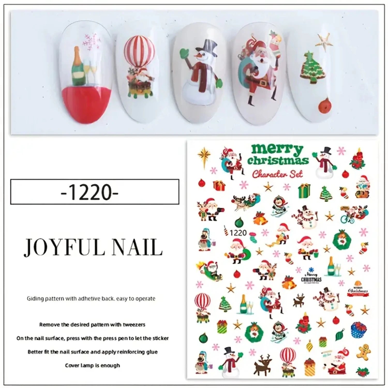 Festive Christmas Nail Sticker Set with Santa Claus, Sparkling Christmas Tree, Delicate Snowflake, Adorable Christmas Deer, Fest - Paola Center