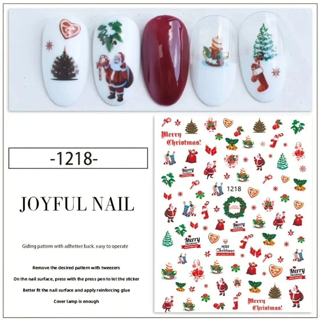 Festive Christmas Nail Sticker Set with Santa Claus, Sparkling Christmas Tree, Delicate Snowflake, Adorable Christmas Deer, Fest - Paola Center