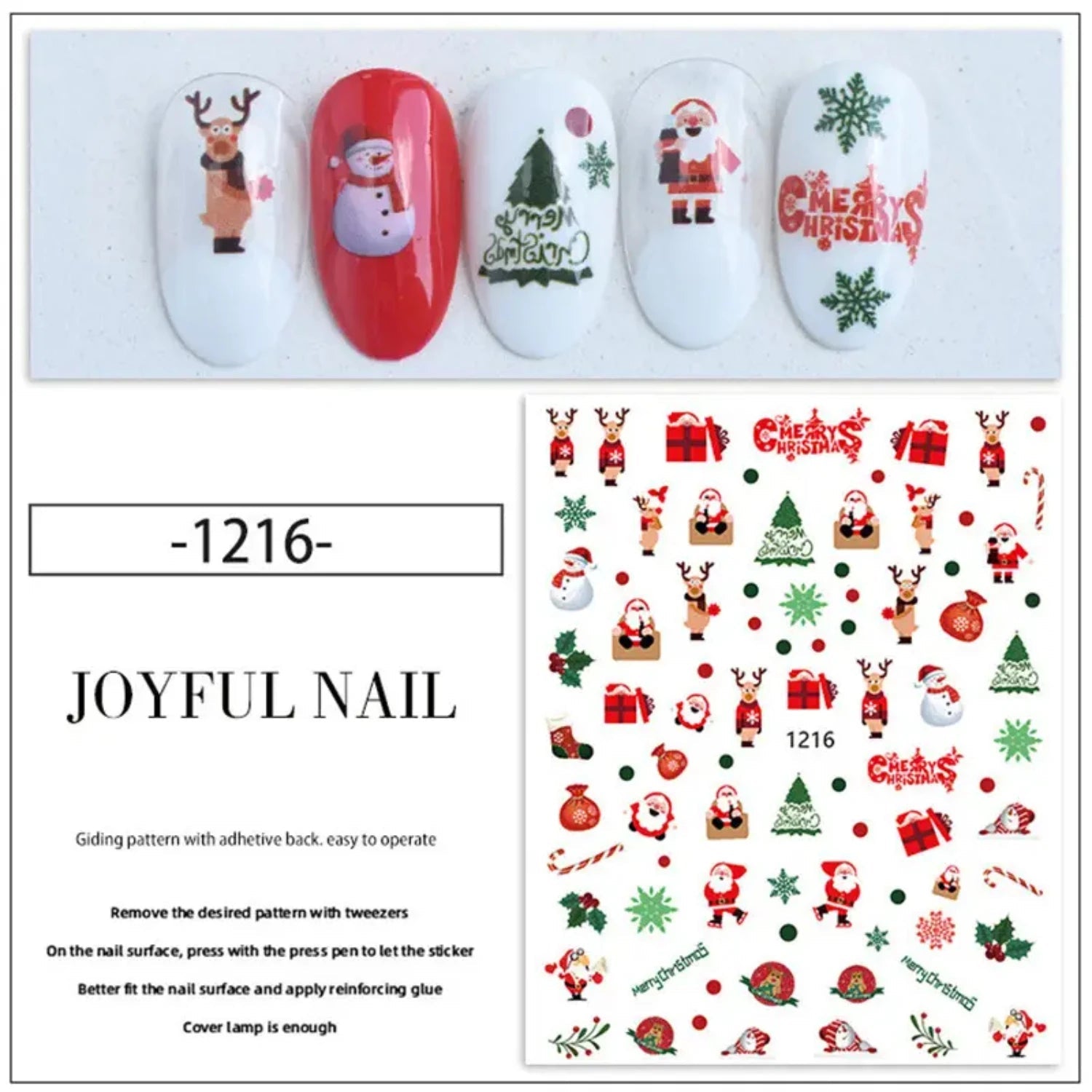 Festive Christmas Nail Sticker Set with Santa Claus, Sparkling Christmas Tree, Delicate Snowflake, Adorable Christmas Deer, Fest - Paola Center