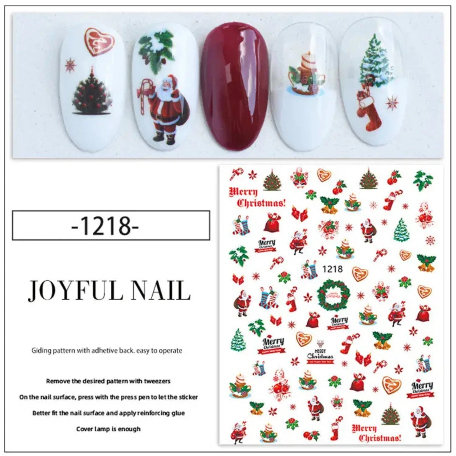 Festive Christmas Nail Sticker Set with Santa Claus, Sparkling Christmas Tree, Delicate Snowflake, Adorable Christmas Deer, Fest - Paola Center
