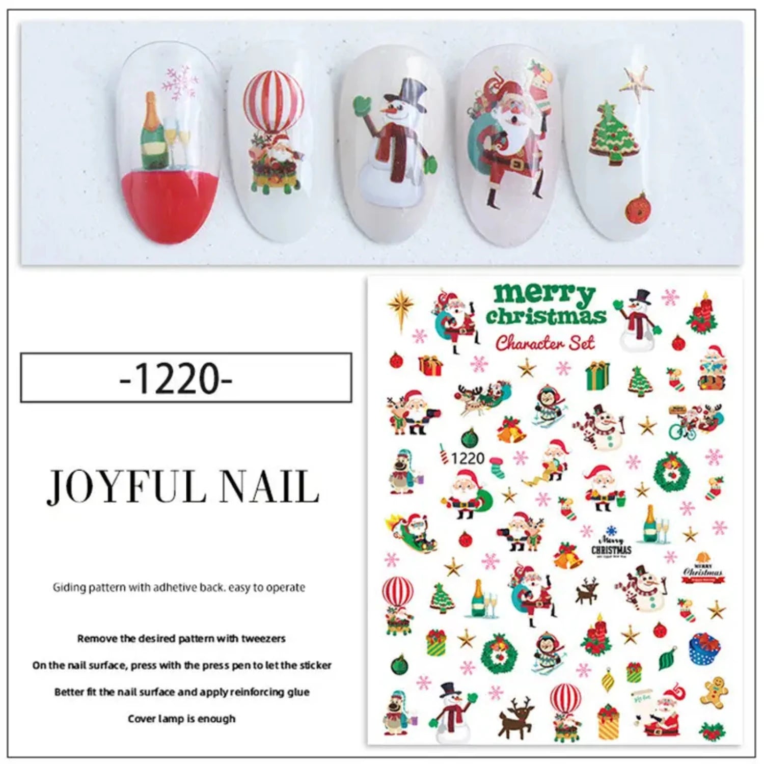 Festive Christmas Nail Sticker Set with Santa Claus, Sparkling Christmas Tree, Delicate Snowflake, Adorable Christmas Deer, Fest - Paola Center