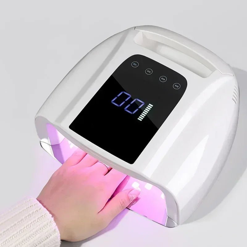 Paola Center Gel Polish Dryer UV Light device curing fingernails with digital timer display