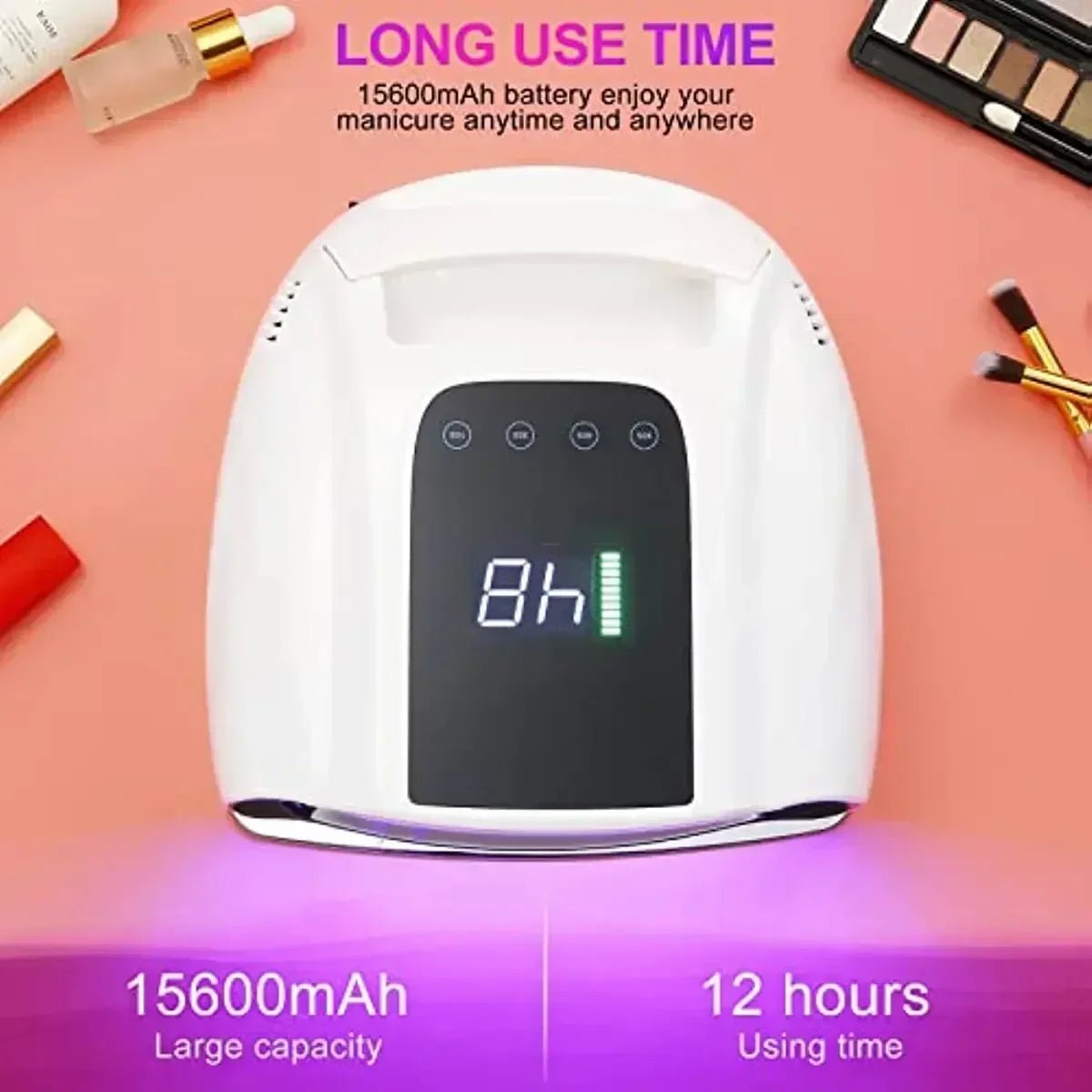 Paola Center Gel Polish Dryer UV Light with 15600mAh battery and 12 hour long use time
