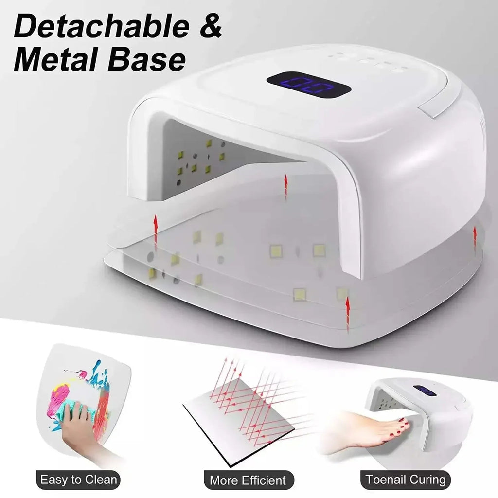 Paola Center Rechargeable Nail Lamp with detachable metal base for easy cleaning and toenail curing