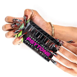 Halloween Press on Nails Short Square French Fake Nails with Red Cartoon Mummy Ghost Spiders Webs Pattern Designs Glossy Acryli - Paola Center