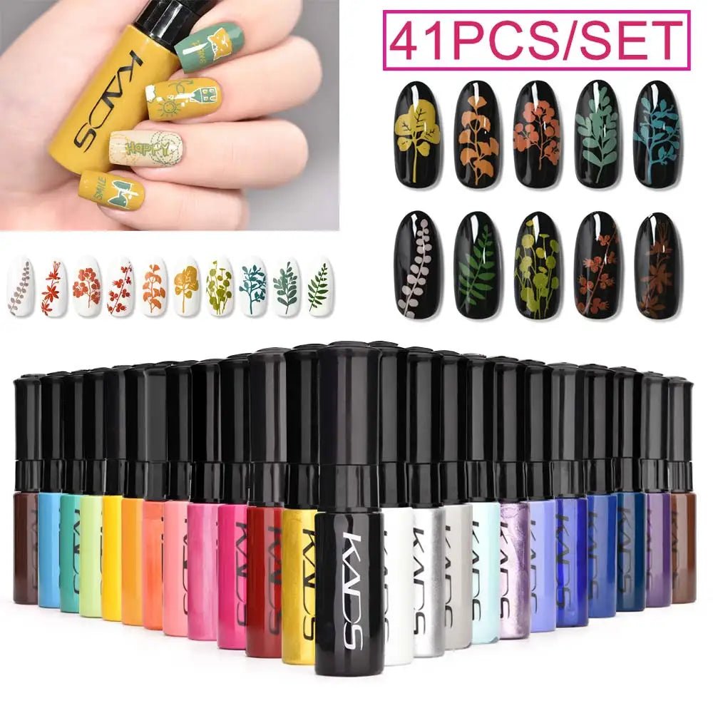 KADS 41pcs Nail Stamping Polish Set Nail Art Stamp Plate Printing Lacquer 7ml DIY Nail Art Polish for Nails Manicure Varnish - Paola Center