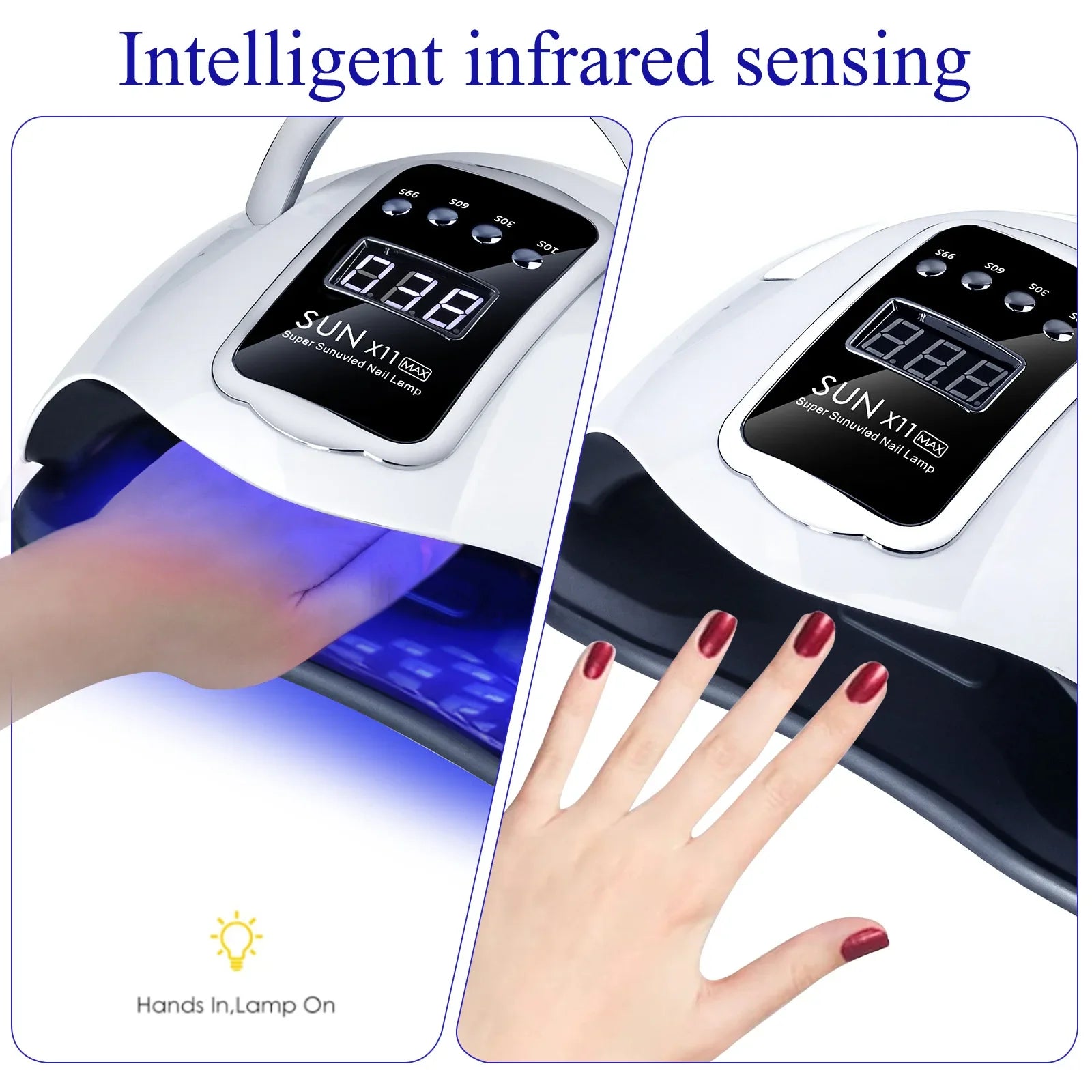LED Nail Lamp X11 Smart Sensor Gel Dryer Machine,Fast Curing 30s for Professional Salon&Home Use Portable Nail Equipment - Paola Center