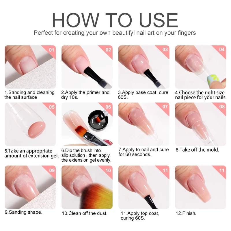 limegirl 15ml Extension Nail Gel Set 6W LED Lamp Full Manicure Set Finger Extend Mold Nail Kit All For Quick Extension Tool Kit - Paola Center