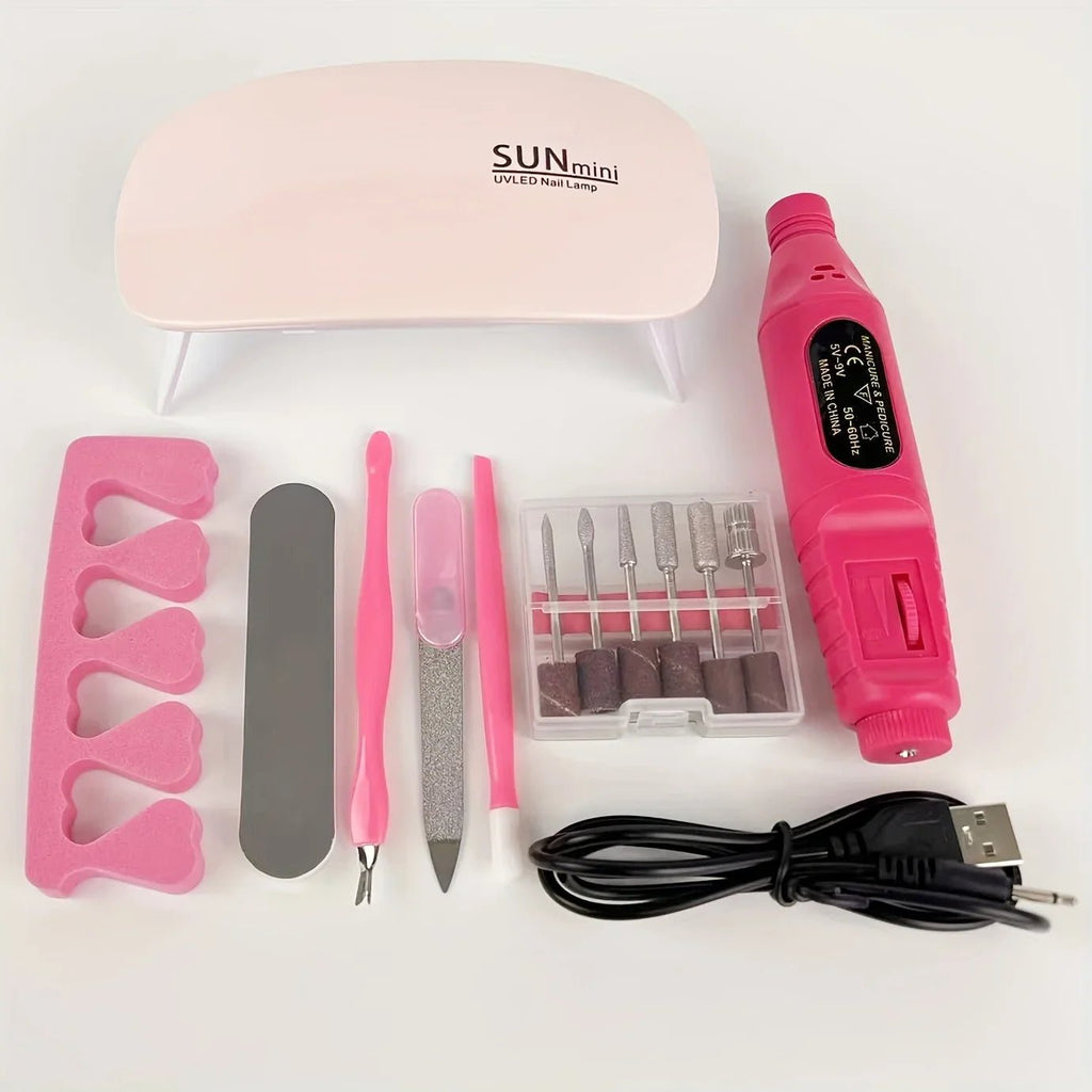 LINMANDA Manicure UV LED Lamp Kit Set UV Lamp and 20000RPM Nail Drill Machine Kit and Remove Dead Skin Manicure Tools Set - Paola Center