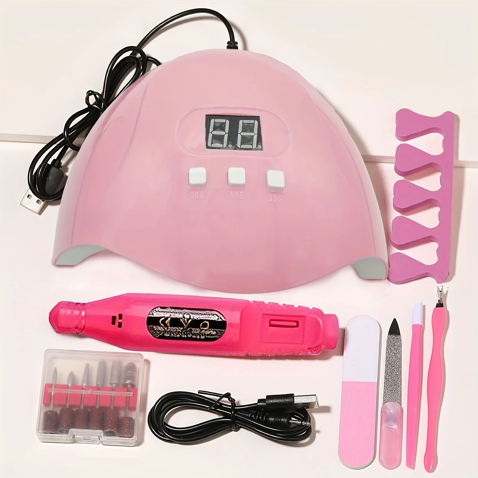 LINMANDA Manicure UV LED Lamp Kit Set UV Lamp and 20000RPM Nail Drill Machine Kit and Remove Dead Skin Manicure Tools Set - Paola Center
