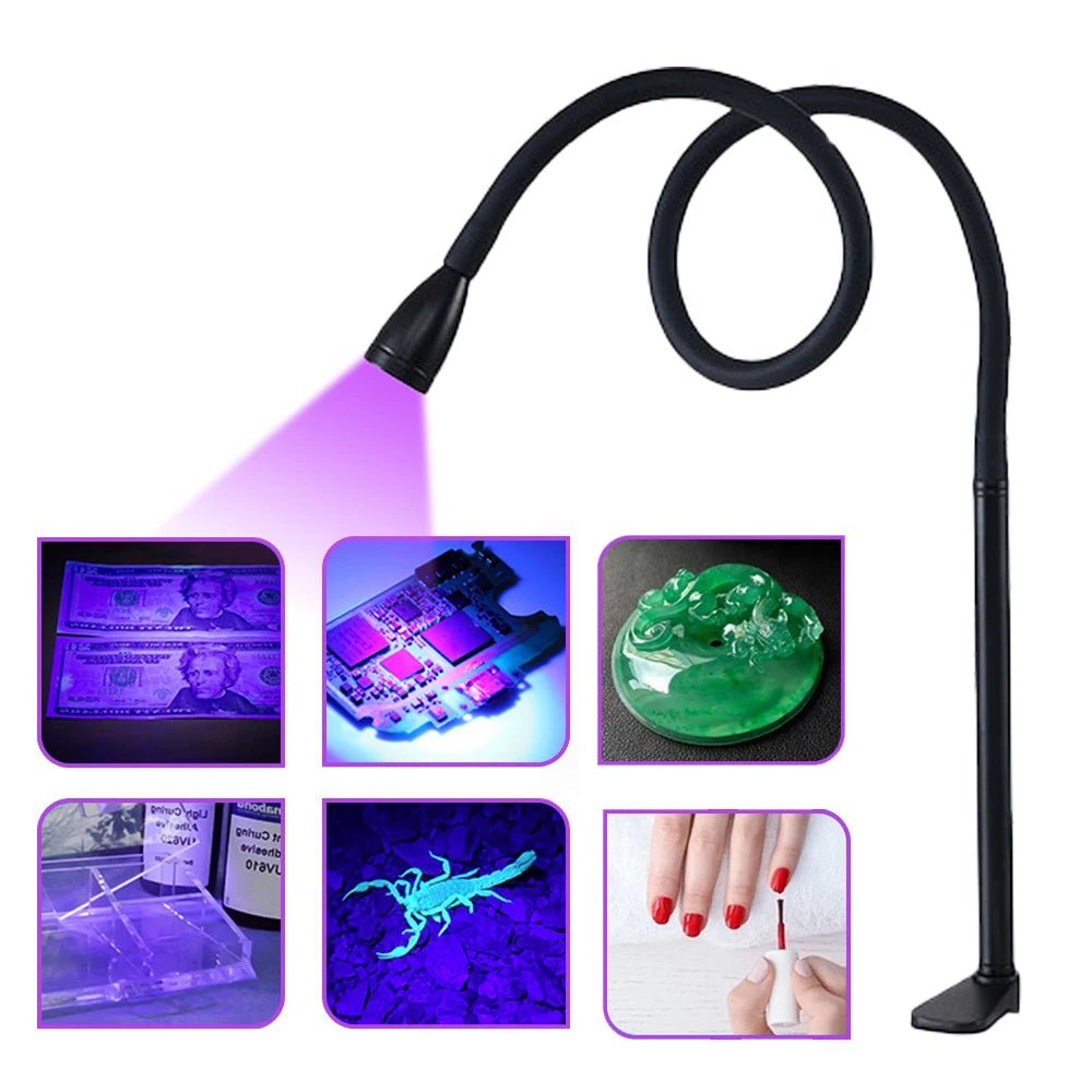 Flexible UV Nail Lamp for luxury nails with adjustable neck for precise application of fancy nails