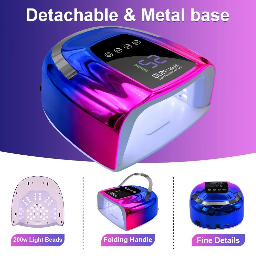 Luxury nails LED nail lamp with detachable metal base and 200W light beads for Hailey Bieber nails and nail art supplies