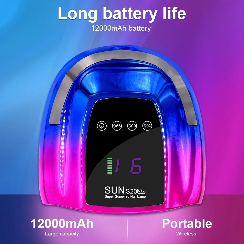 SUN S20 MAX Nail Lamp with 12000mAh battery for luxury nails and nail art supplies like Hailey Bieber nails