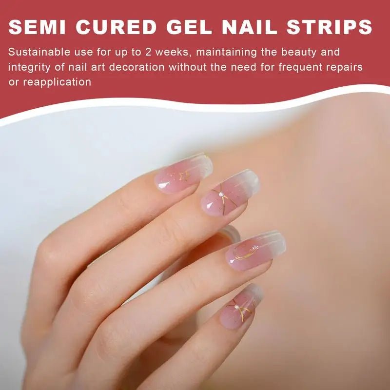 Manicure Nail Stickers 16pcs Strips Gel Nail Polish Adhesive Stickers Women Girls Home Salon Nail Craft Nail Wrap Stickers - Paola Center