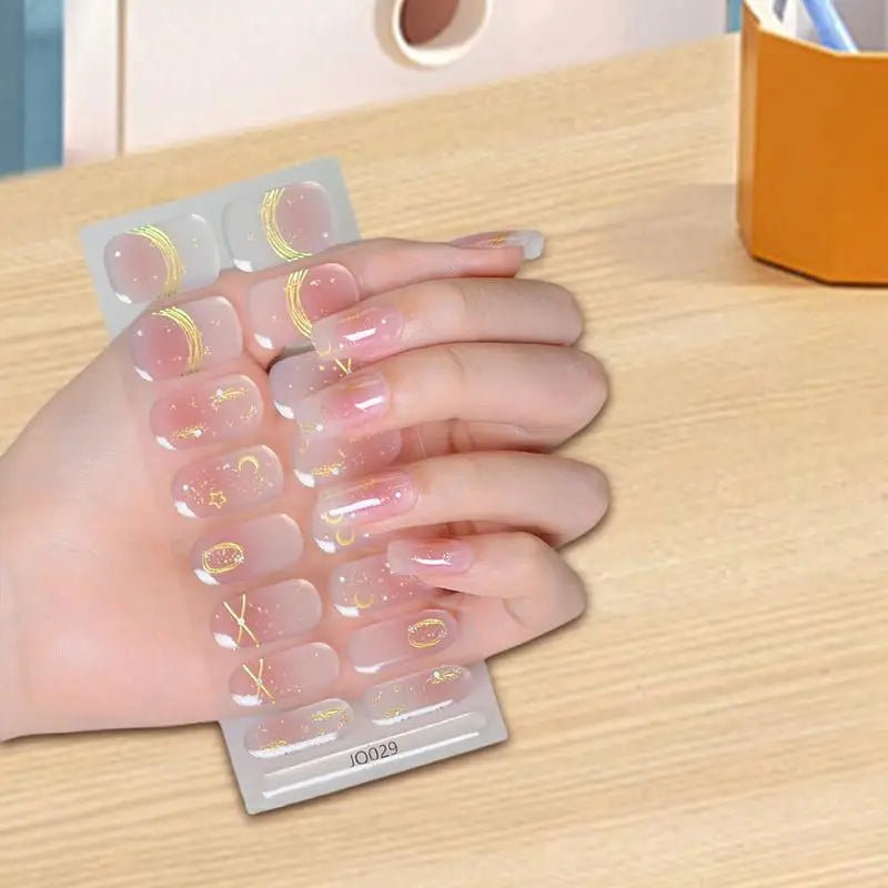Manicure Nail Stickers 16pcs Strips Gel Nail Polish Adhesive Stickers Women Girls Home Salon Nail Craft Nail Wrap Stickers - Paola Center
