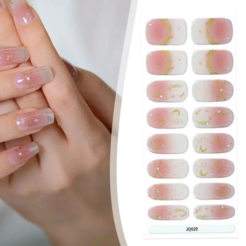Manicure Nail Stickers 16pcs Strips Gel Nail Polish Adhesive Stickers Women Girls Home Salon Nail Craft Nail Wrap Stickers - Paola Center