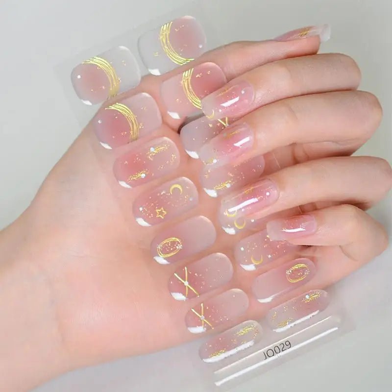 Manicure Nail Stickers 16pcs Strips Gel Nail Polish Adhesive Stickers Women Girls Home Salon Nail Craft Nail Wrap Stickers - Paola Center