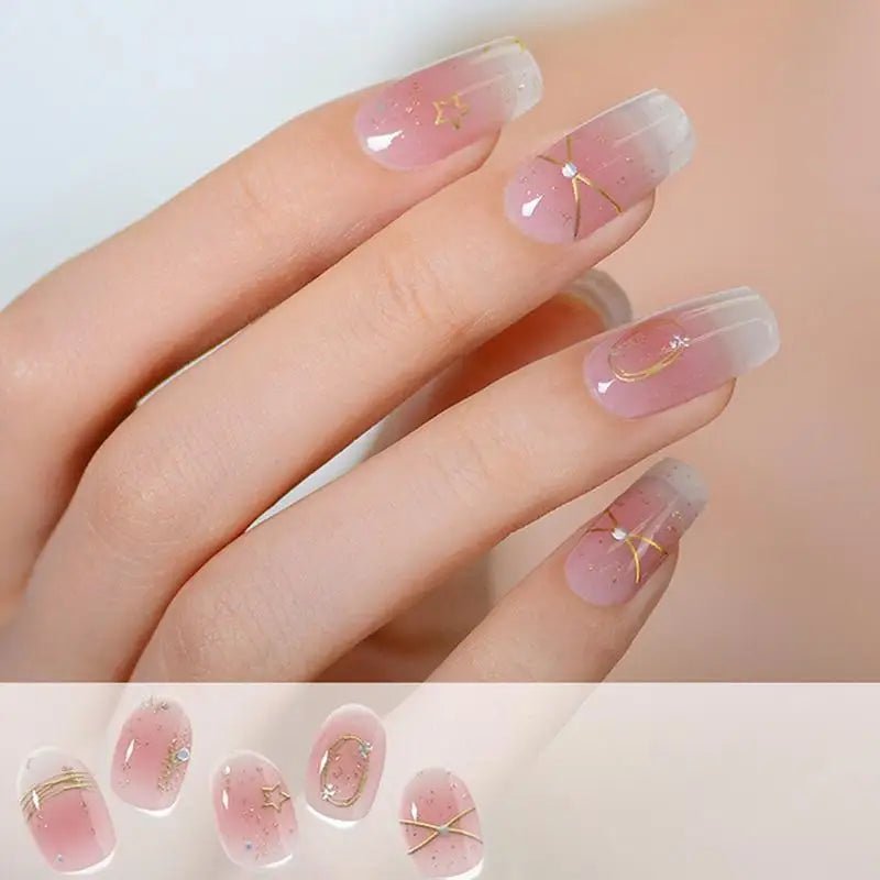 Manicure Nail Stickers 16pcs Strips Gel Nail Polish Adhesive Stickers Women Girls Home Salon Nail Craft Nail Wrap Stickers - Paola Center