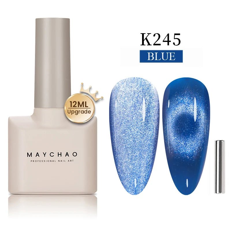 MAYCHAO 12ML Cat Eye Gel Nail Polish With Magnet Soak off UV Holographic Magnetic Rainbow Gel Polish for Nail Art DIY Manicure - Paola Center