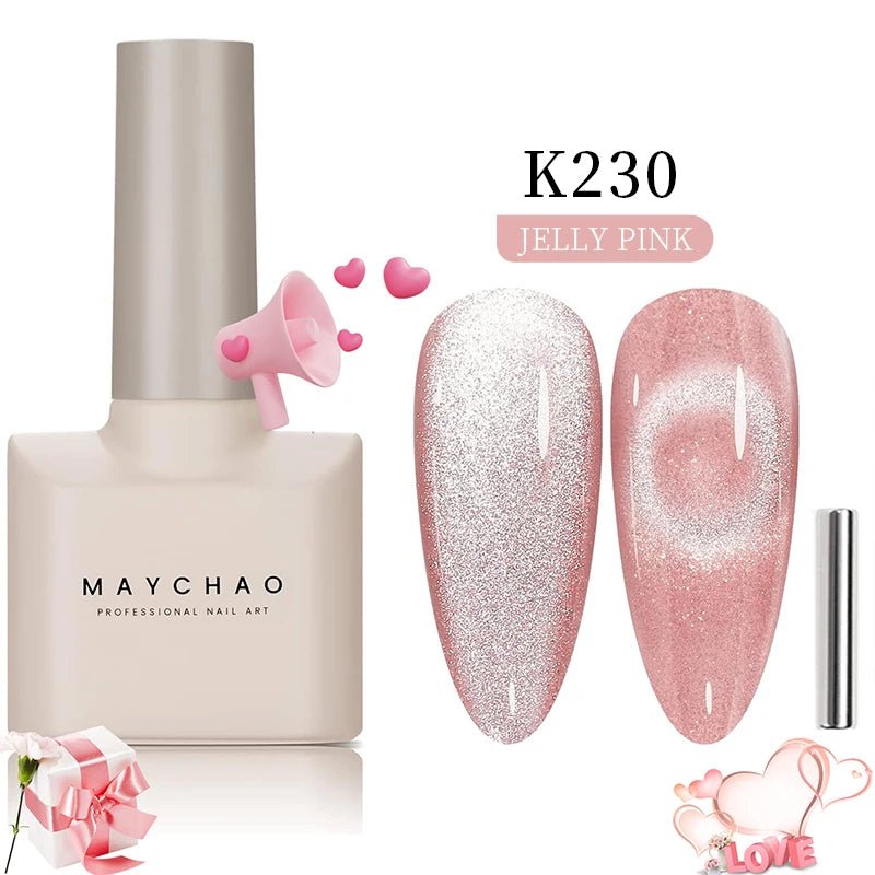 MAYCHAO 12ML Cat Eye Gel Nail Polish With Magnet Soak off UV Holographic Magnetic Rainbow Gel Polish for Nail Art DIY Manicure - Paola Center