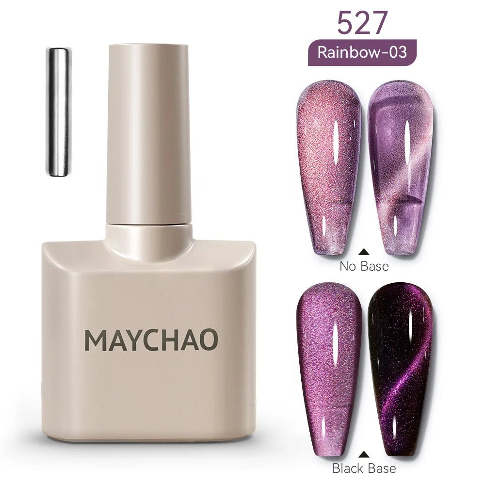 MAYCHAO 12ML Cat Eye Gel Nail Polish With Magnet Soak off UV Holographic Magnetic Rainbow Gel Polish for Nail Art DIY Manicure - Paola Center