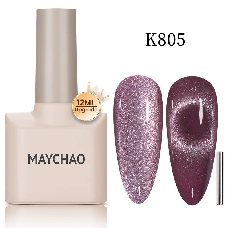MAYCHAO 12ML Cat Eye Gel Nail Polish With Magnet Soak off UV Holographic Magnetic Rainbow Gel Polish for Nail Art DIY Manicure - Paola Center